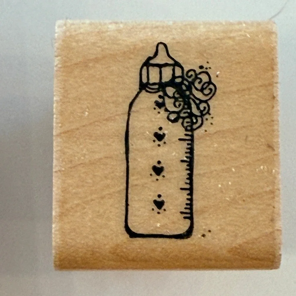 Vintage Baby Shower Wood Mounted Rubber Stamp Lot Pacifier Bottle Baby‎ 8 Pc